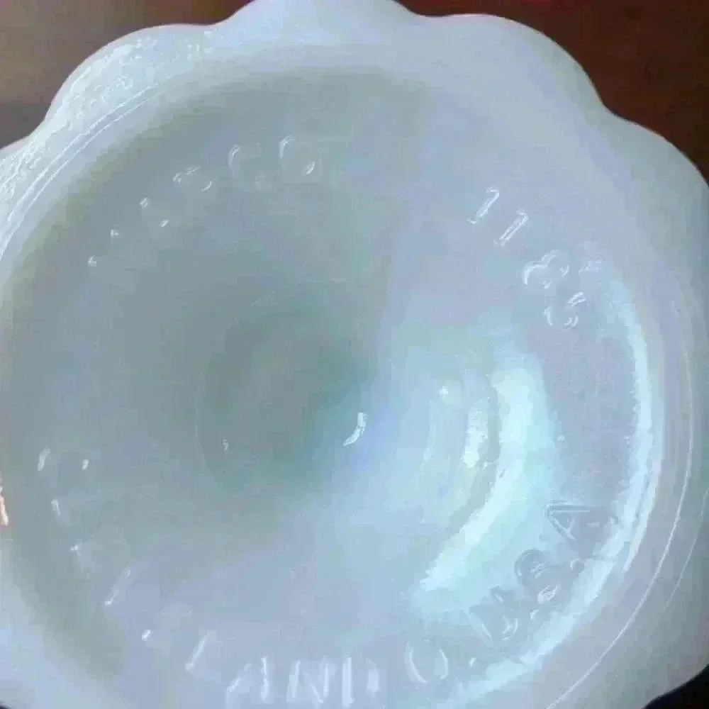 Vintage Napco Milk Glass Scalloped Honeycomb Diamond Pattern Footed Candy Dish